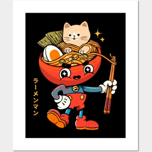 Ramen man and cat Posters and Art